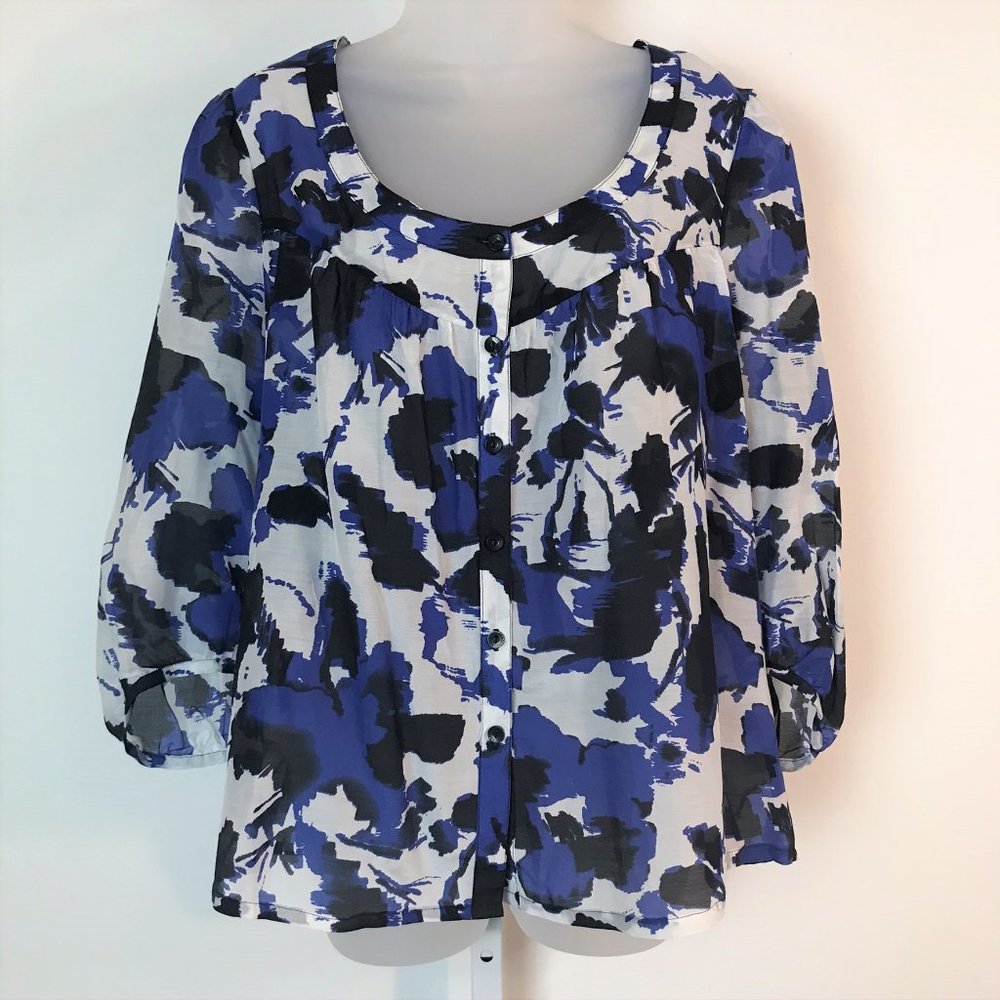 Vertigo Paris Black, Blue and White Top XL NWT